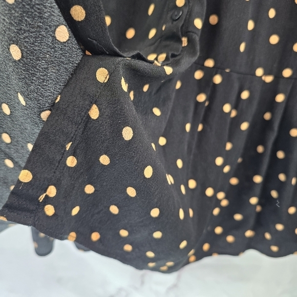 Seraphine Dress Women 2 XS Black Brown Polka Dot Maternity Nursing Button Front - Picture 11 of 14